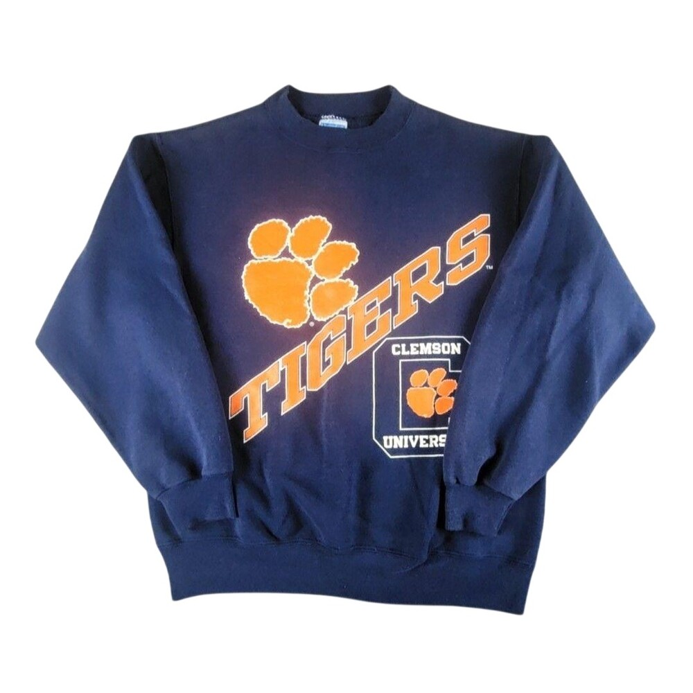 Vintage Clemson Tigers Sweatshirt Mens Large Blue NCAA Basketball Hanes USA